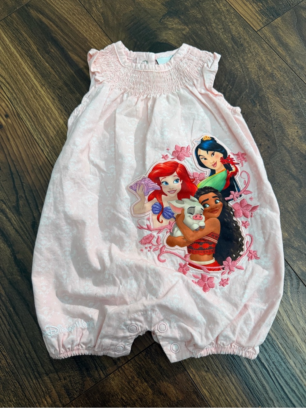 Disney Pink Girls' Princess Romper with Ariel, Mulan & Moana